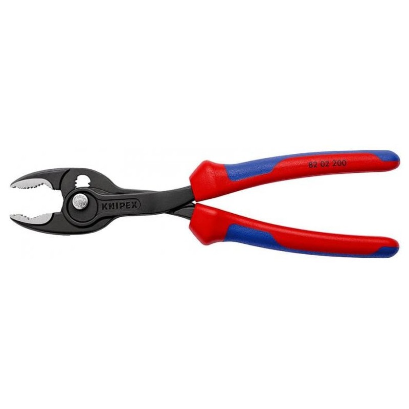 Unieke combinatie: voorgrijp- en zijgrijpfunctie, doorgestoken scharnier, drukknopverstelling