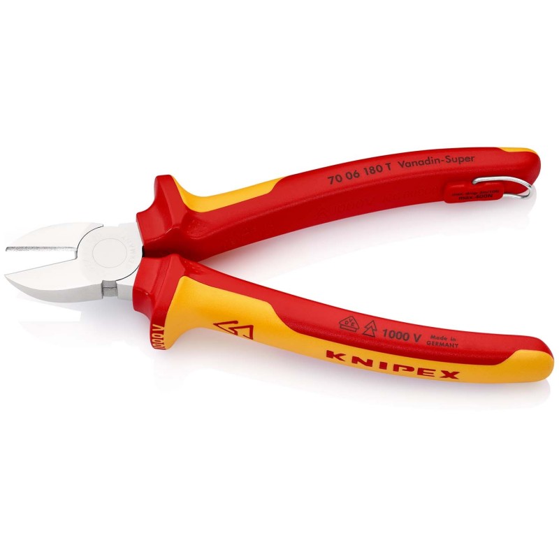 Knipex-Tangen.nl | Zijsnijtang 70 06 180 T VDE KNIPEX met bevestigi...