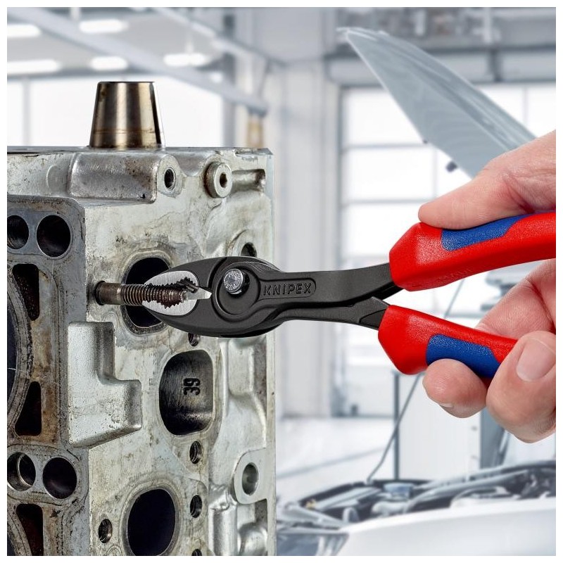 Unieke combinatie: voorgrijp- en zijgrijpfunctie, doorgestoken scharnier, drukknopverstelling