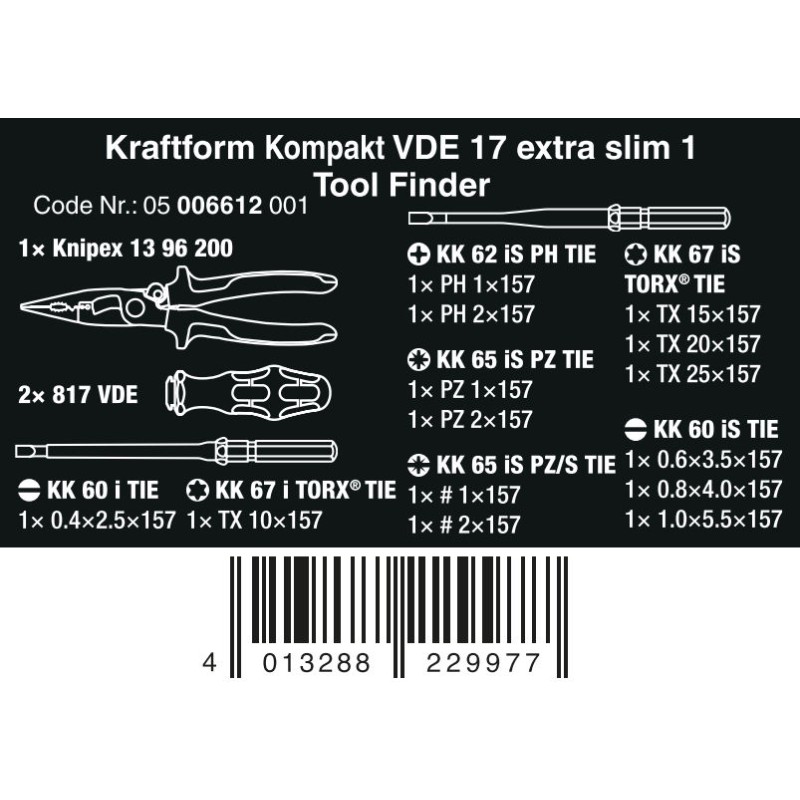 Wera & Knipex 17-delige VDE set-Toolfinder 403288229977 05006612001