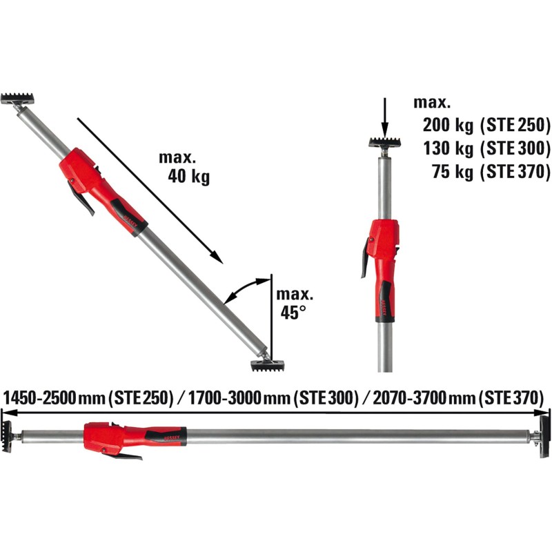Bessey Plafondstempel 300 cm met pompgreep 2x