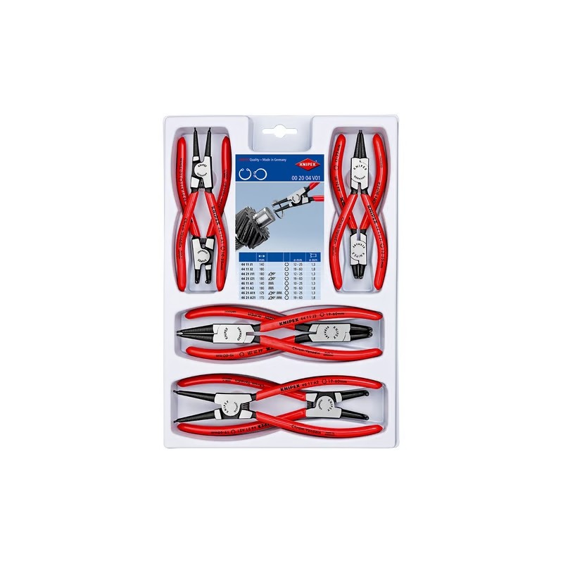 KNIPEX Borgveertangenset 8-delig, voor binnen- en buitenringen